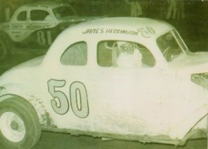 James Herrington smiles for the camera prior to a race at Banks County Speedway.  That's Tommie Irvin in the number 81 behind him.  Photo courtesy GARHOFA