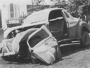 Pritchett's car the day after the accident.  Photo was taken in Cornelia, Georgia, near Jack Edward's garage.