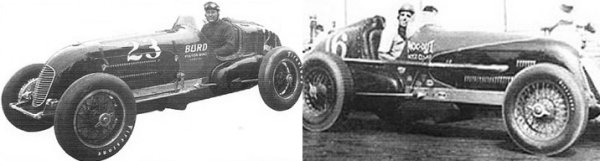 Floyd Roberts (pictured left) drove the same car to his 1938 Indy 500 win that George Robson (pictured right) died in at Lakewood in 1946.  Unfortunately, it was the same car Roberts himself died in at Indianapolis in 1939, one year after his win.  The former Lou Moore machine was later bought by Cliff Bergere.