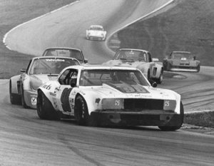 Georgia's Gene Felton again, this time taking on a group of Porsches at Road Atlanta in 1976 in a short track Camaro.  There's a reason why he's in the Hall of Fame.  Photo courtesy www.genefeltonrestorations.com
