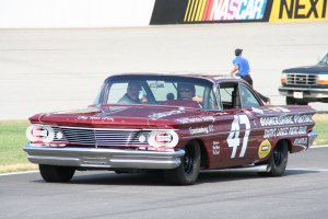 Jack Smith's son, Lance, pilots a replica of his father's Pontiac racer at Atlanta Motor Speedway.  Photo courtesy Eddie Samples