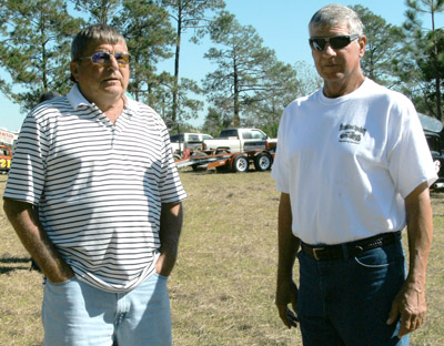 Former Thunderbowl drivers Yankee Smith (left) and Jimmy Murphy (right) talk about old times.