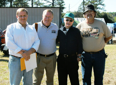 Pictured from left to right is Happy Winslett, former Thunderbowl track announcer Jimmy Brooks, Coot Rowland and Lonnie “The Caveman” Roberts.