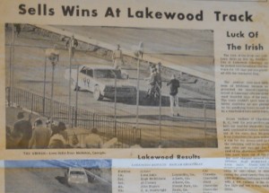 The front page of the March 20, 1968 edition of Rebel Racing News features Leon Sells winning at Atlanta's Lakewood Speedway. Photos by Mike Bell